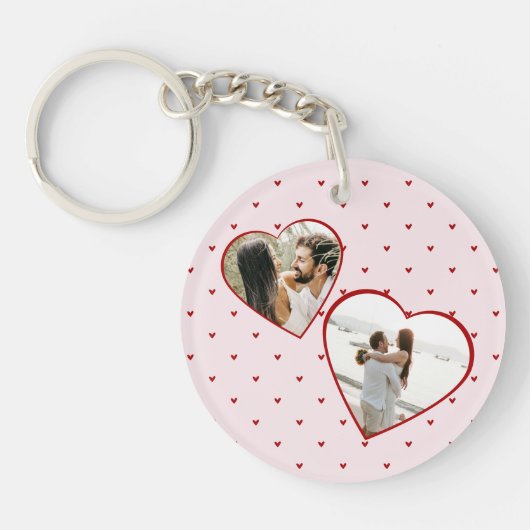 Valentine's Day Hearts Red Photo Collage キーホルダー (正面)