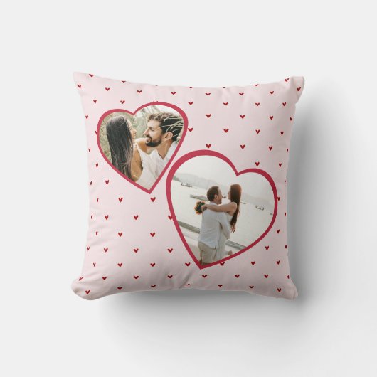 Valentine's Day Hearts Red Photo Collage クッション (正面)
