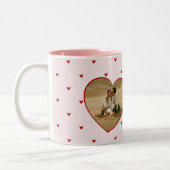Valentine's Day Hearts Red Pink Photo ツートーンマグカップ (左)
