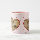 Valentine's Day Hearts Red Pink Photo ツートーンマグカップ (中央)