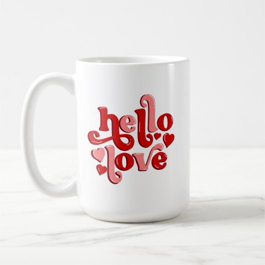Valentine's day hello love  コーヒーマグカップ (左)