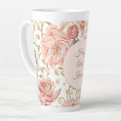 Valentine's Day, Hug and Kisses,Flowers,Gold Pixel カフェラテマグ (左アングル)