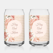 Valentine's Day, Hug and Kisses,Flowers,Gold Pixel ガラス缶 (裏面)