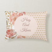 Valentine's Day, Hug and Kisses, Flowers, Pixels アクセントクッション (裏面)