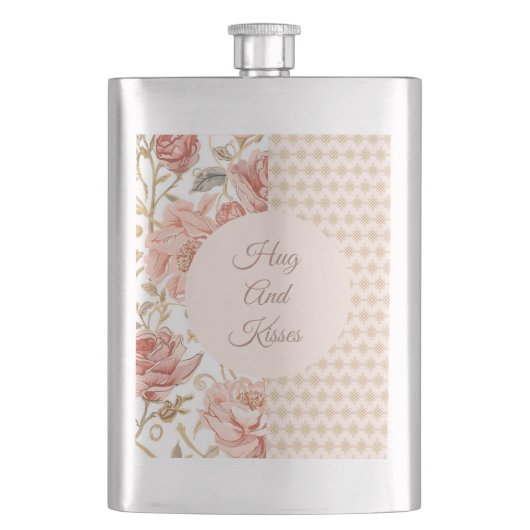 Valentine's Day, Hug and Kisses, Flowers, Pixels フラスク (正面)