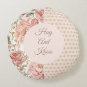 Valentine's Day, Hug and Kisses, Flowers, Pixels ラウンドクッション (裏面)