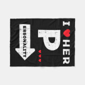 Valentines Day I Love Her Ity Matching Couple Men  フリースブランケット (正面(横))