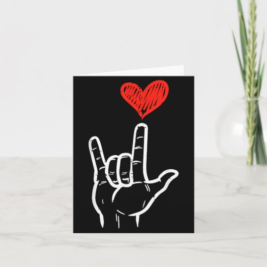 Valentines Day I Love You Hand Sign Asl Heart Wome カード (正面)