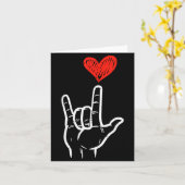Valentines Day I Love You Hand Sign Asl Heart Wome カード (黄色い花)