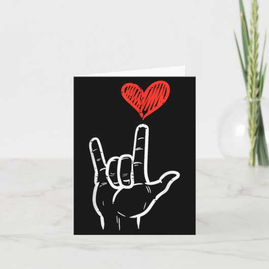 Valentines Day I Love You Hand Sign Asl Heart Wome カード (正面)
