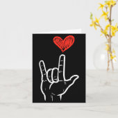 Valentines Day I Love You Hand Sign Asl Heart Wome カード (黄色い花)