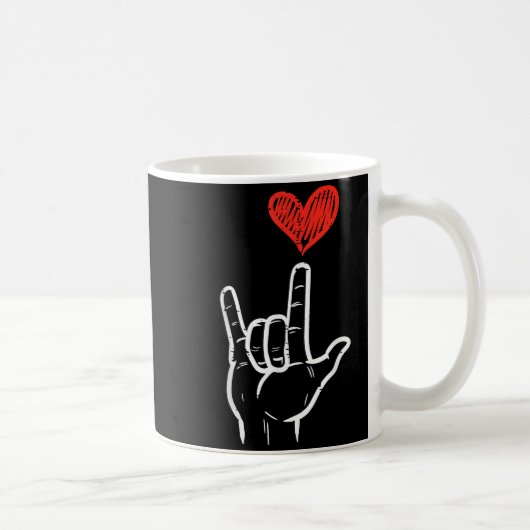 Valentines Day I Love You Hand Sign Asl Heart Wome コーヒーマグカップ (右)