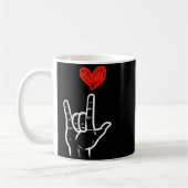 Valentines Day I Love You Hand Sign Asl Heart Wome コーヒーマグカップ (左)