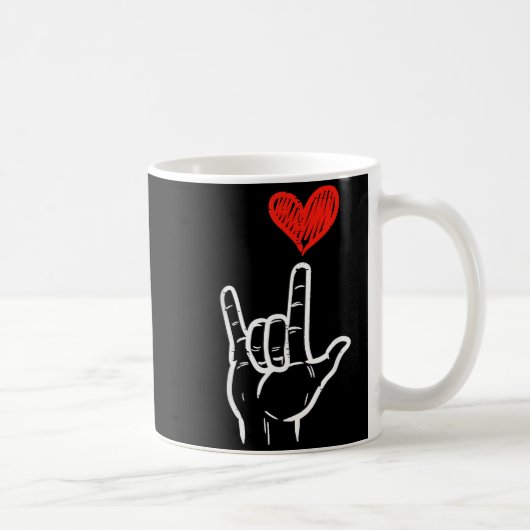 Valentines Day I Love You Hand Sign Asl Heart Wome コーヒーマグカップ (右)