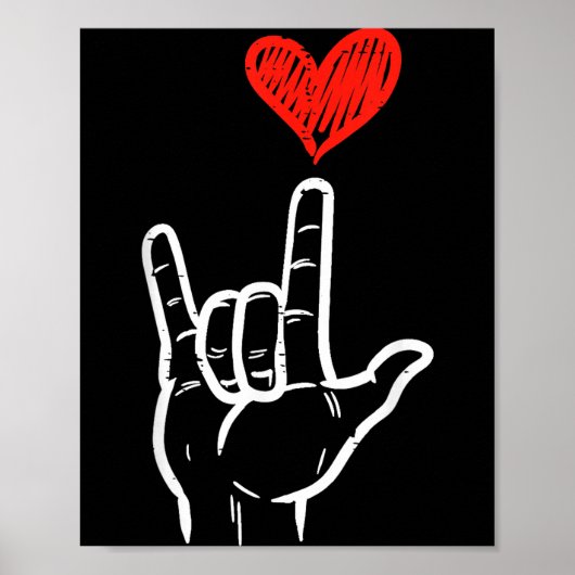 Valentines Day I Love You Hand Sign Asl Heart Wome ポスター (正面)