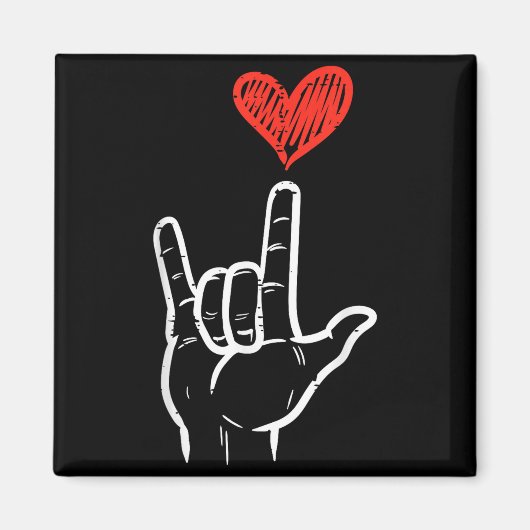 Valentines Day I Love You Hand Sign Asl Heart Wome マグネット (正面)