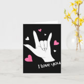 Valentines Day I Love You Hand Sign Language Asl H カード (黄色い花)