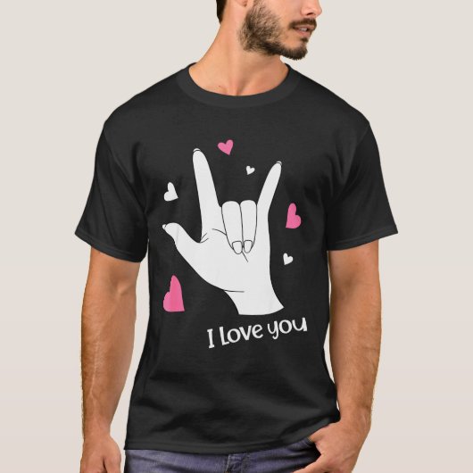 Valentines Day I Love You Hand Sign Language Asl H Tシャツ (正面)
