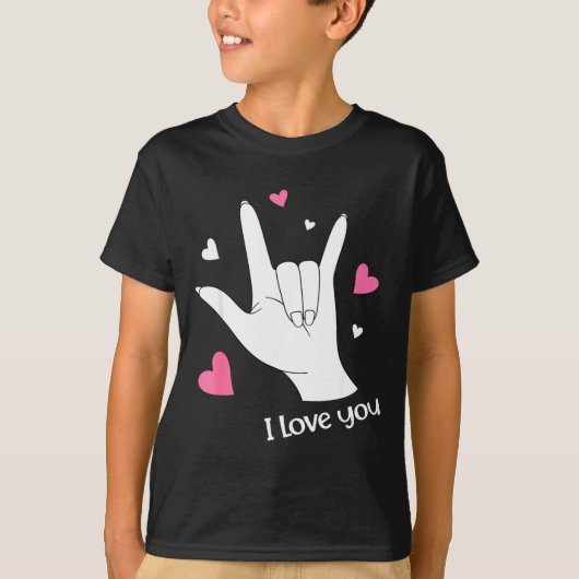 Valentines Day I Love You Hand Sign Language Asl H Tシャツ (正面)