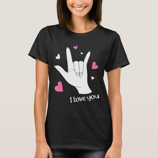 Valentines Day I Love You Hand Sign Language Asl H Tシャツ (正面)