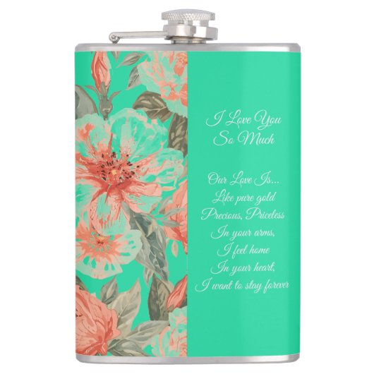 Valentines Day, I Love You So Much, Love Poem フラスク (正面)