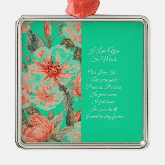 Valentines Day, I Love You So Much, Love Poem メタルオーナメント (正面)