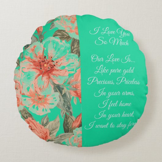 Valentines Day, I Love You So Much, Love Poem ラウンドクッション (正面)