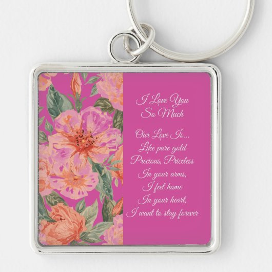 Valentines Day, I Love You So Much, Love Poem Keyc キーホルダー (正面)