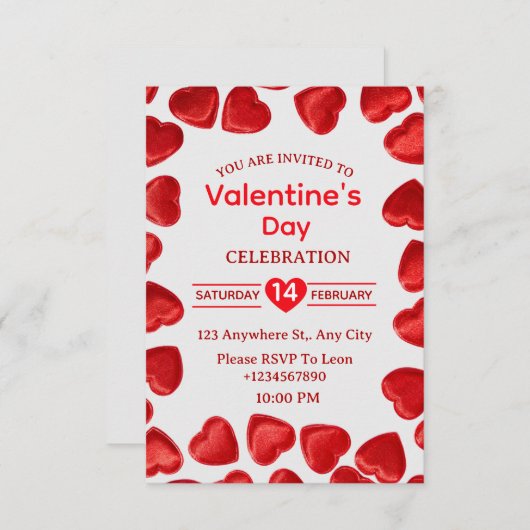 Valentine's Day Invitation Card 招待状 (正面/裏面)