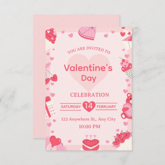 Valentine's Day Invitation Card 招待状 (正面/裏面)