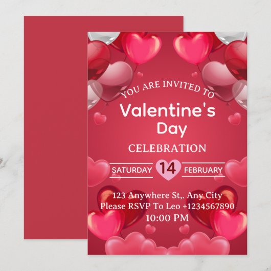 Valentine's Day Invitation Card 招待状 (正面/裏面)