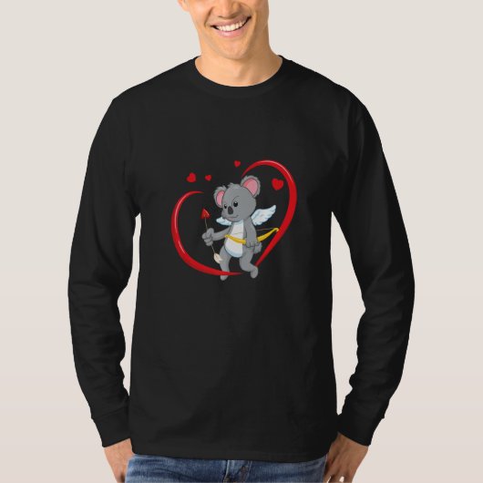 Valentines Day Koala Bear with Heart Arrow Cupid K Tシャツ (正面)