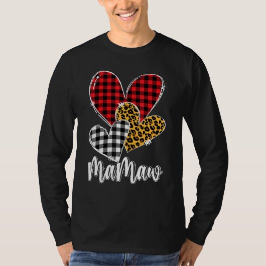 valentines day leopard mamaw Buffalo Plaid mamaw l Tシャツ (正面)