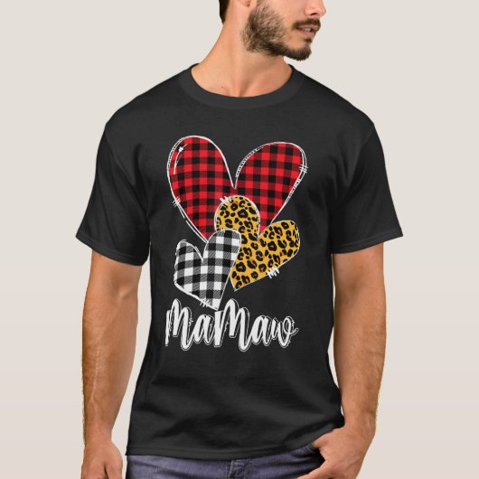valentines day leopard mamaw Buffalo Plaid mamaw l Tシャツ (正面)