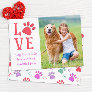 Valentines Day LOVE モダン Pet Dog Photo Classroom ノートカード
