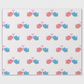 Valentine's Day Love Birds Pattern Wrapping Paper ラッピングペーパー (フラット)