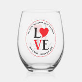 Valentine's Day LOVE Black Red ステムなしワイングラス (正面)