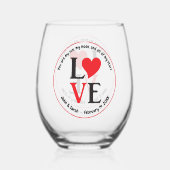 Valentine's Day LOVE Black Red ステムなしワイングラス (裏面)