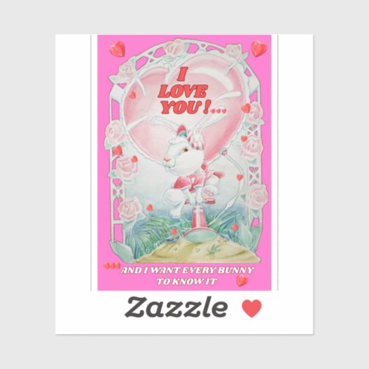 Valentine's Day Love Bunny Sticker シール (シート)
