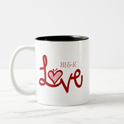 Valentines day love couple names initial Mug ツートーンマグカップ (左)