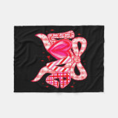 Valentines Day Love Funny Coquette Bow Checkered N フリースブランケット (正面(横))