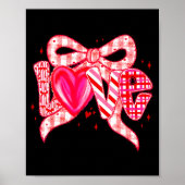 Valentines Day Love Funny Coquette Bow Checkered N ポスター (正面)