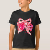 Valentines Day Love Funny Coquette Bow Checkered N Tシャツ (正面)