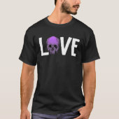 Valentine's Day LOVE GOTH Purple Skull Tシャツ (正面)