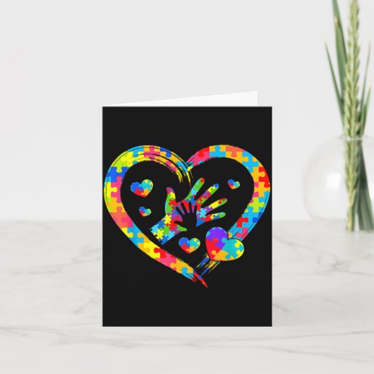 Valentines Day Love Heart Autism Awareness Puzzle  カード (正面)