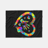 Valentines Day Love Heart Autism Awareness Puzzle  フリースブランケット (正面(横))