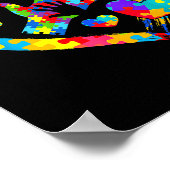 Valentines Day Love Heart Autism Awareness Puzzle  ポスター (角)