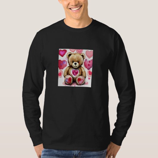 Valentine's Day Love Heart Bear Teddy Girlfriend F Tシャツ (正面)