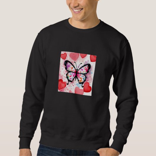 Valentine's Day Love Heart Butterfly Girlfriend Fi スウェットシャツ (正面)