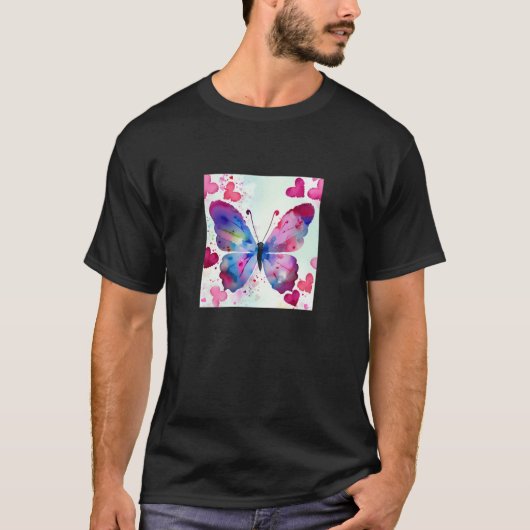 Valentine's Day Love Heart Butterfly Girlfriend Fi Tシャツ (正面)
